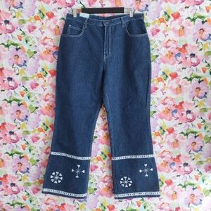 NWT David Bradon High-Rise Embroidered Blue Jeans - Waist 34